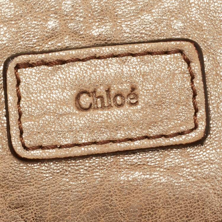 Pre Owned Chloe Metallic Gold Leather Saskia Satchel 