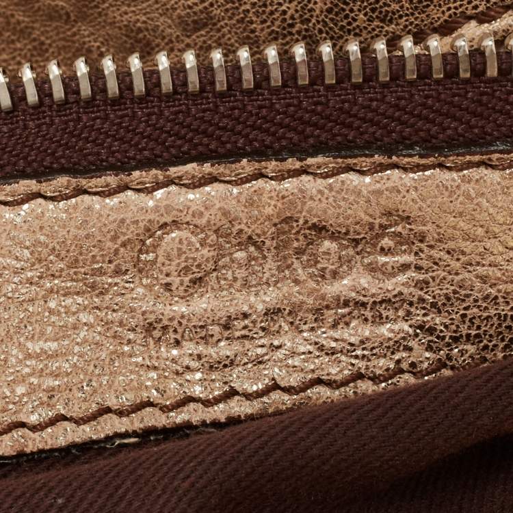 Pre Owned Chloe Metallic Gold Leather Saskia Satchel 