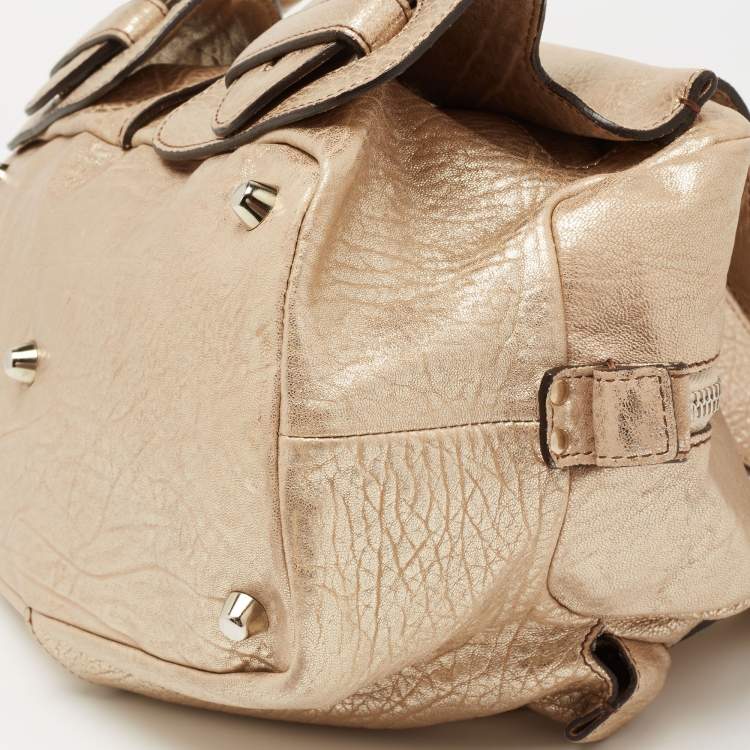 Pre Owned Chloe Metallic Gold Leather Saskia Satchel 