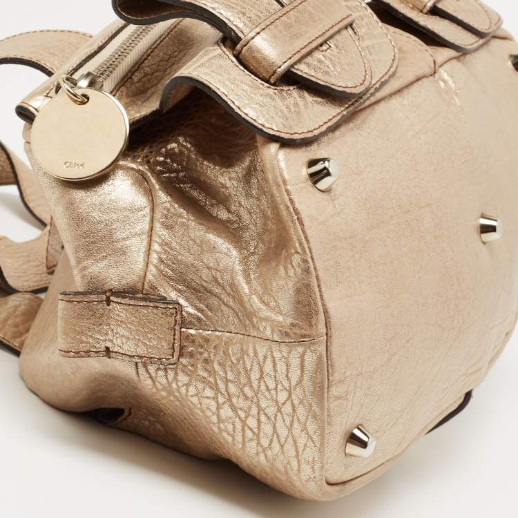 Pre Owned Chloe Metallic Gold Leather Saskia Satchel 