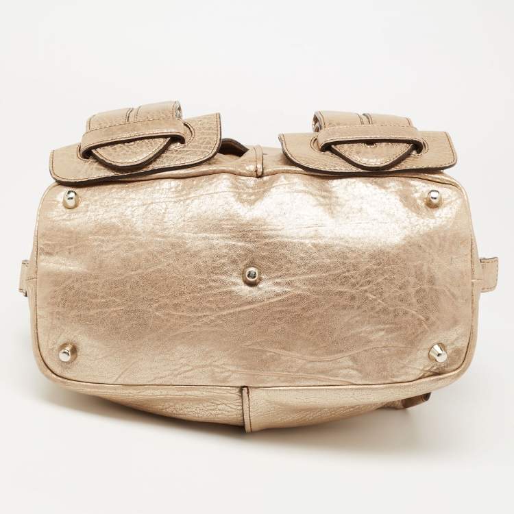 Pre Owned Chloe Metallic Gold Leather Saskia Satchel 