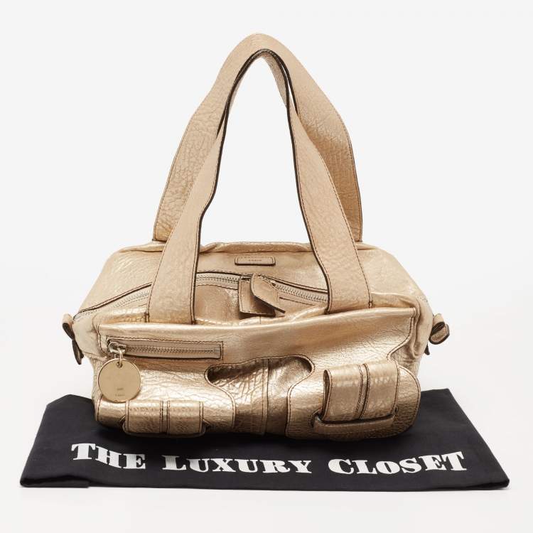 Pre Owned Chloe Metallic Gold Leather Saskia Satchel 