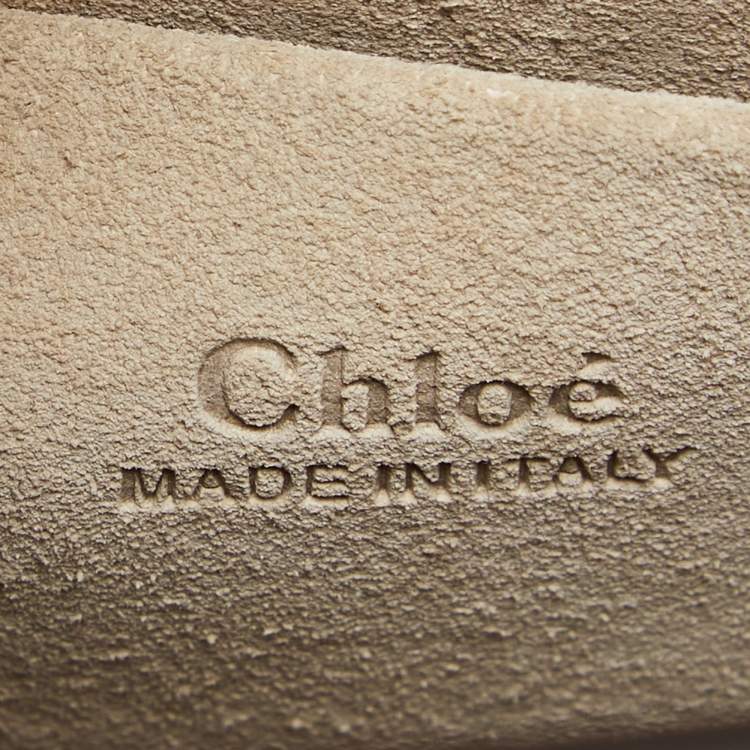 Pre Owned Chloe Beige Patent Leather and Suede Nile Bracelet Clutch Bag