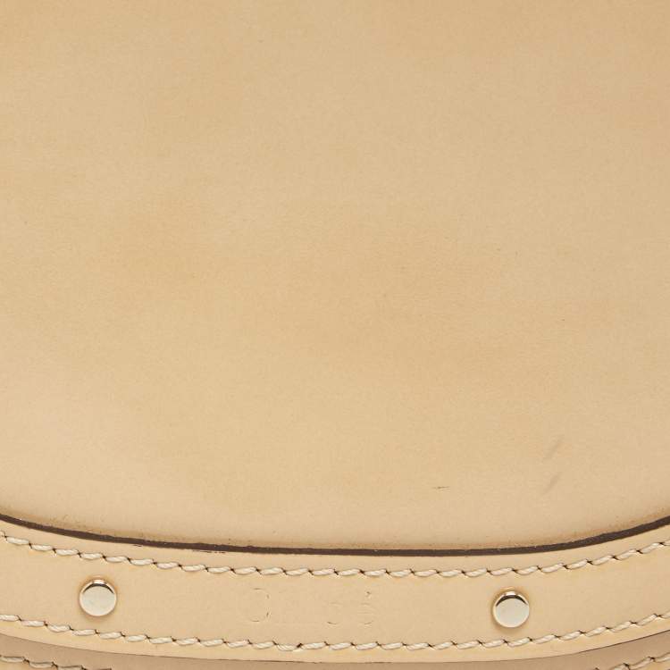 Pre Owned Chloe Beige Patent Leather and Suede Nile Bracelet Clutch Bag