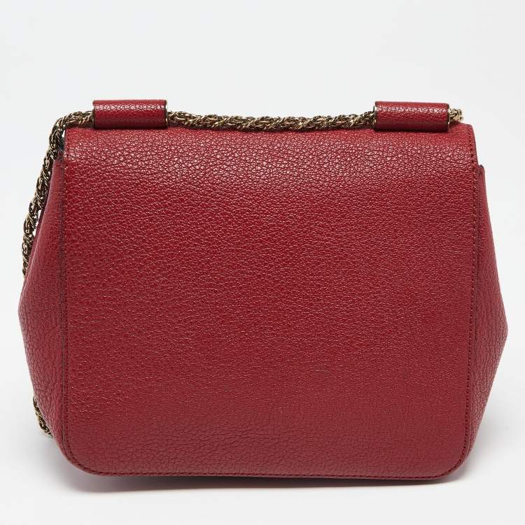 Pre Owned Chloé Red Leather Small Elsie Shoulder Bag