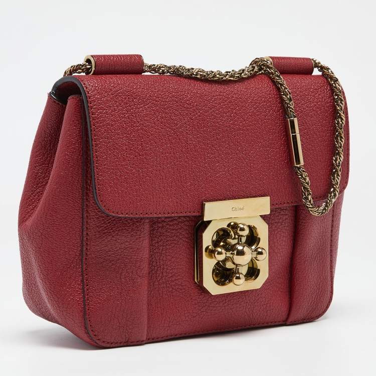 Pre Owned Chloé Red Leather Small Elsie Shoulder Bag