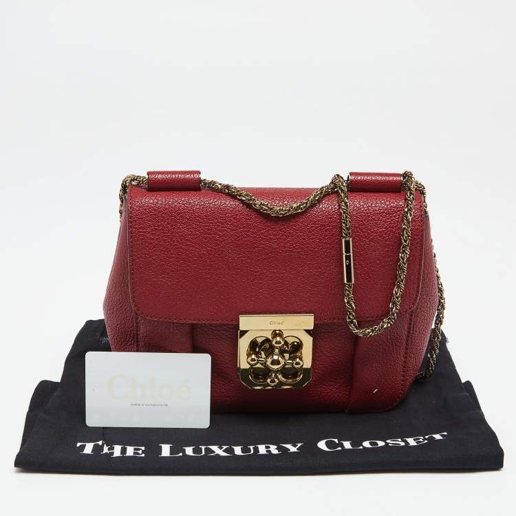 Pre Owned Chloé Red Leather Small Elsie Shoulder Bag