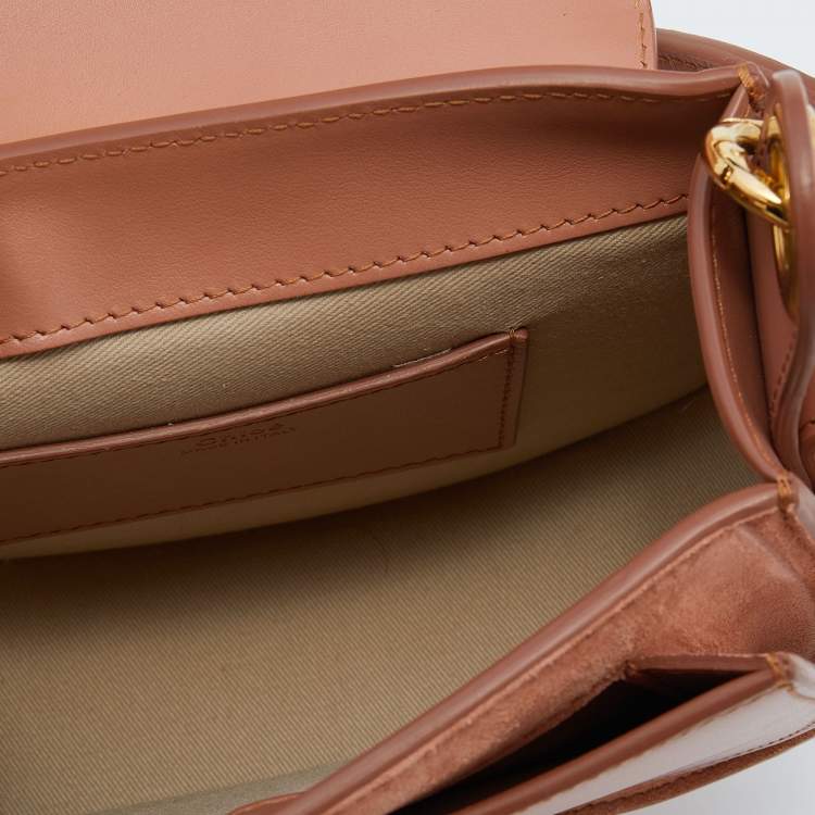 Pre Owned Chloe Peach Leather And Suede Small Tess Shoulder Bag