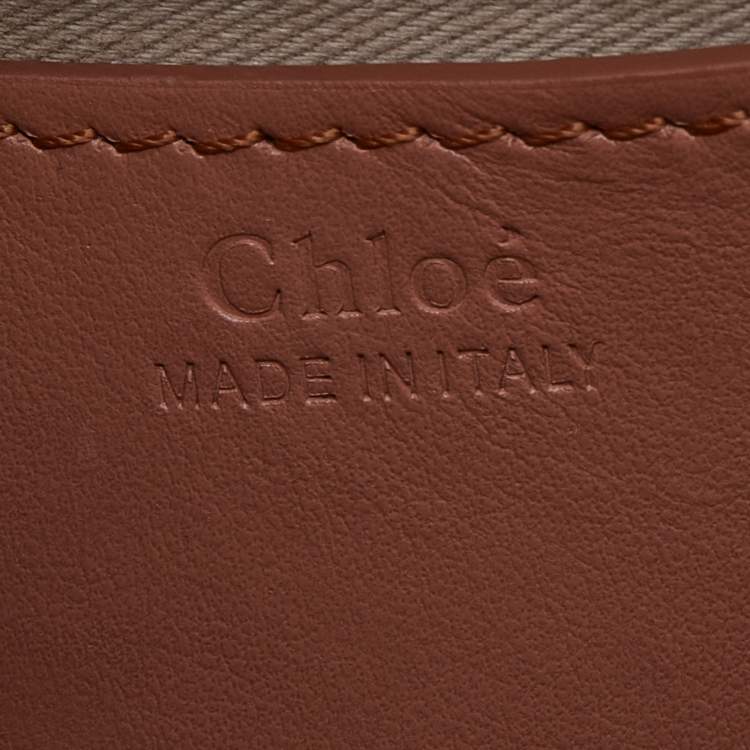 Pre Owned Chloe Peach Leather And Suede Small Tess Shoulder Bag