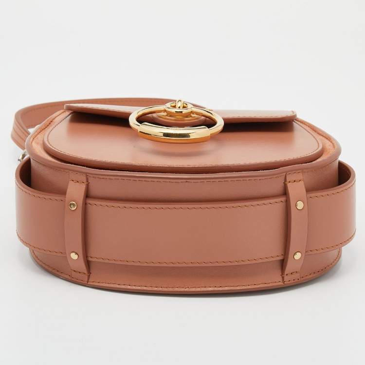 Pre Owned Chloe Peach Leather And Suede Small Tess Shoulder Bag