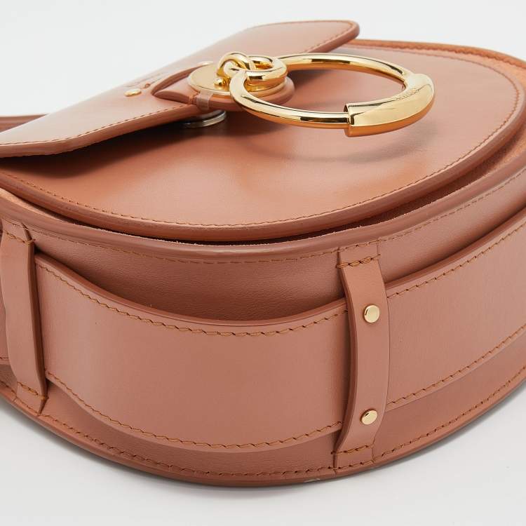 Pre Owned Chloe Peach Leather And Suede Small Tess Shoulder Bag
