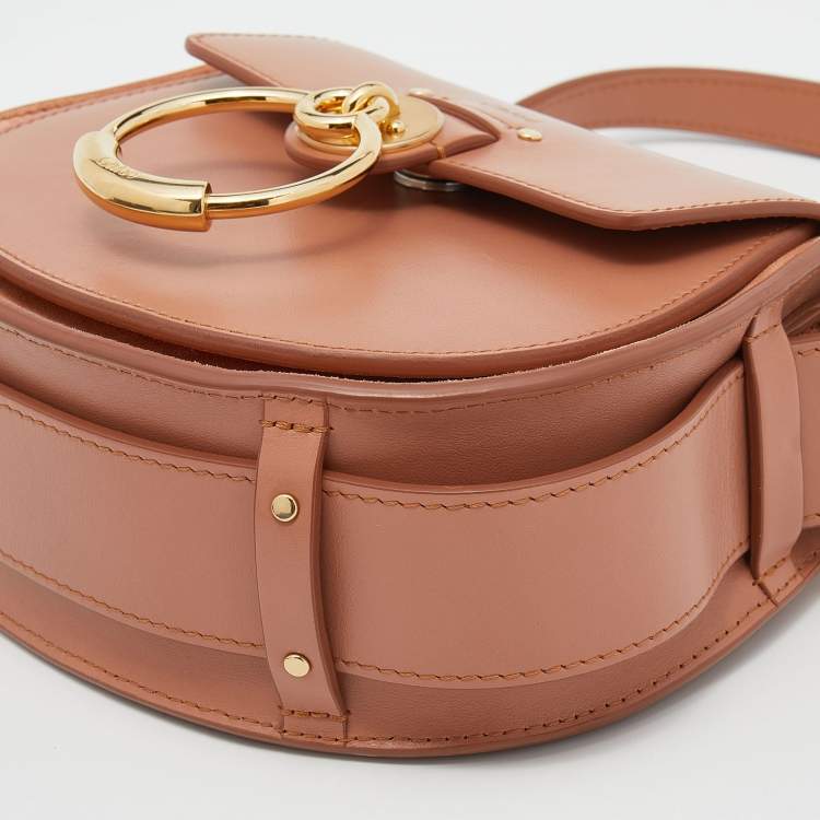 Pre Owned Chloe Peach Leather And Suede Small Tess Shoulder Bag