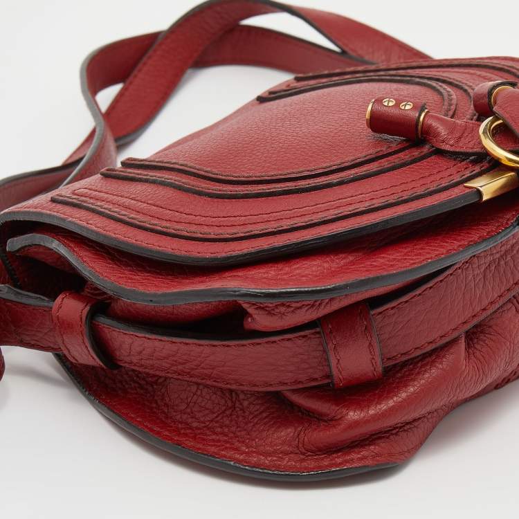 Pre Owned Chloe Red Leather Mini Marcie Crossbody Bag