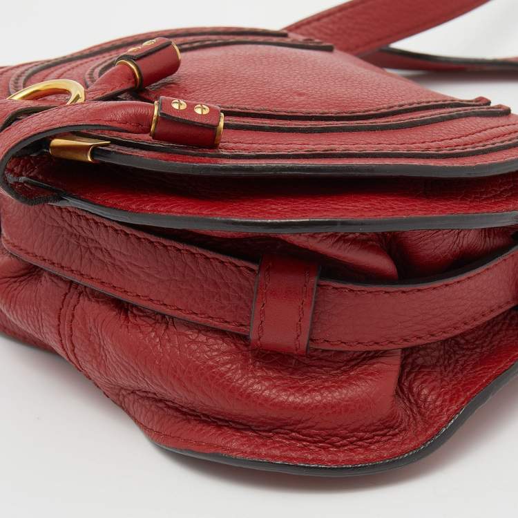 Pre Owned Chloe Red Leather Mini Marcie Crossbody Bag