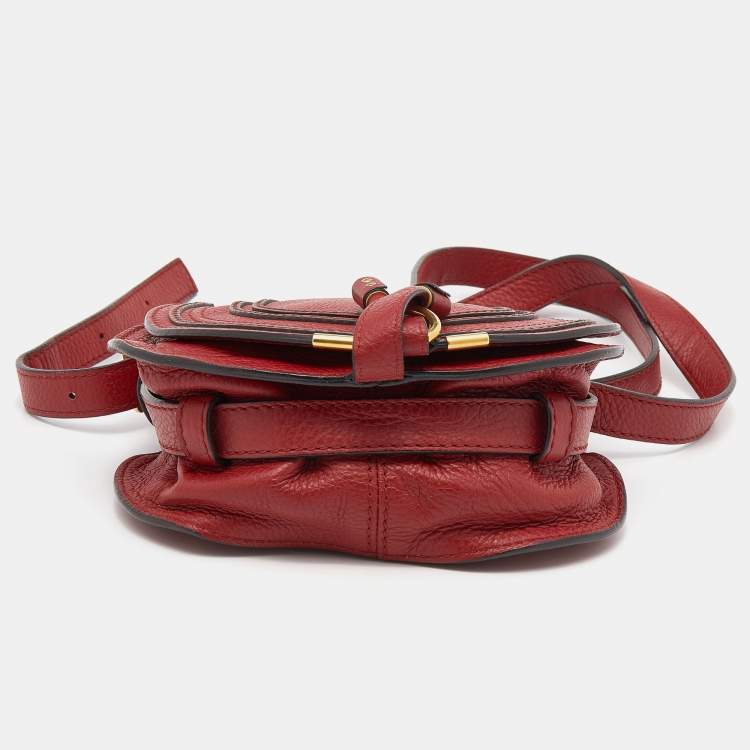Pre Owned Chloe Red Leather Mini Marcie Crossbody Bag