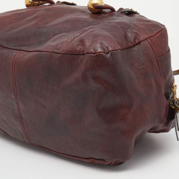 مملوكة مسبقًا Chloe Burgundy/Green Patent and Leather Satchel