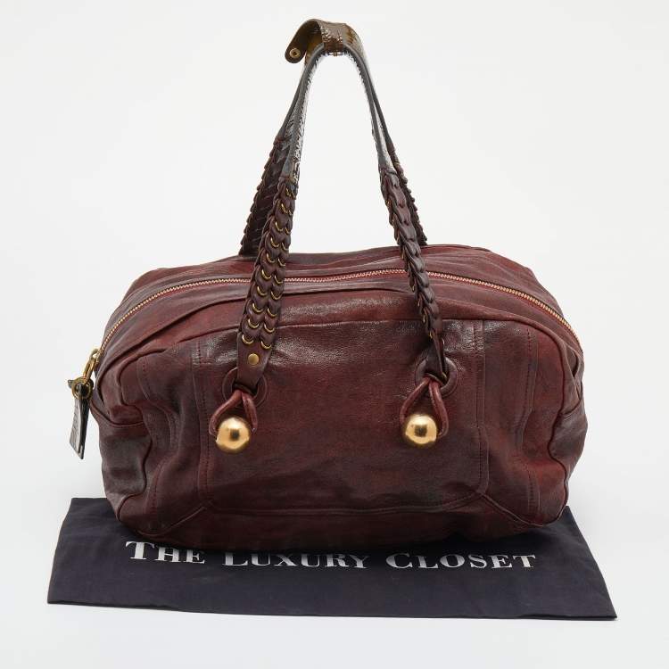 مملوكة مسبقًا Chloe Burgundy/Green Patent and Leather Satchel