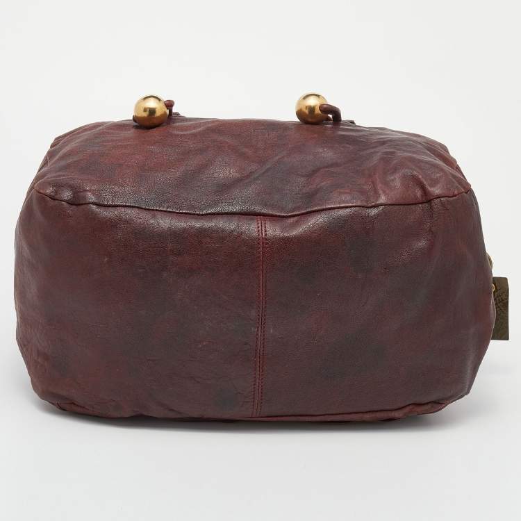 مملوكة مسبقًا Chloe Burgundy/Green Patent and Leather Satchel