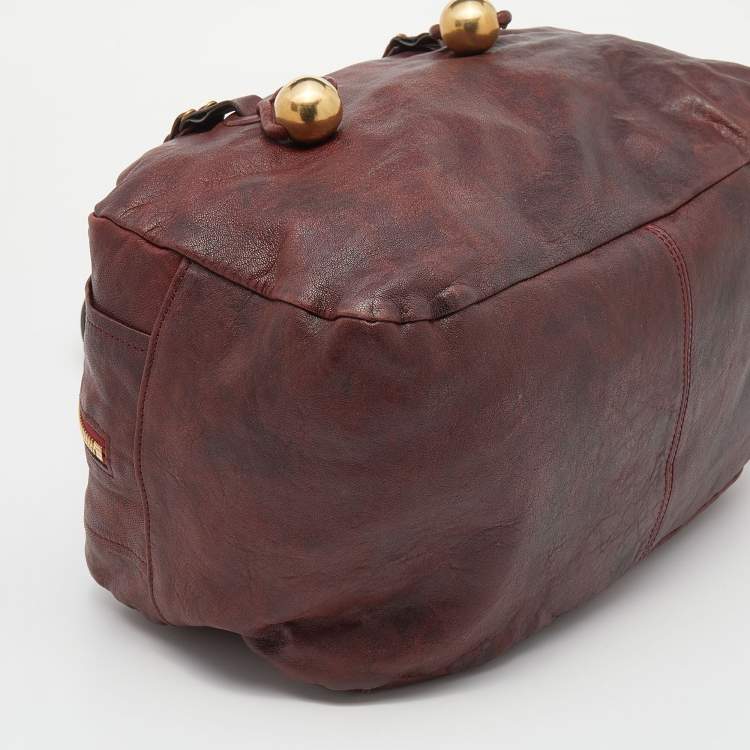 مملوكة مسبقًا Chloe Burgundy/Green Patent and Leather Satchel