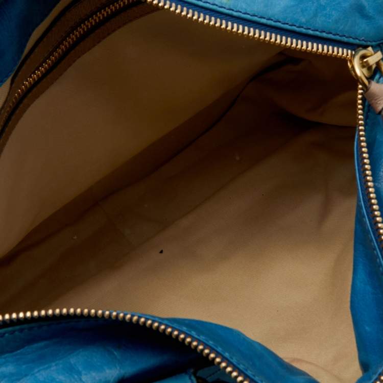 مملوكة مسبقًا Chloe Blue Leather Large Bay Satchel 