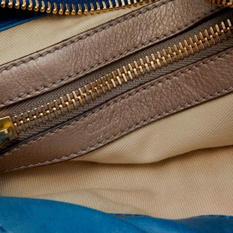 مملوكة مسبقًا Chloe Blue Leather Large Bay Satchel 