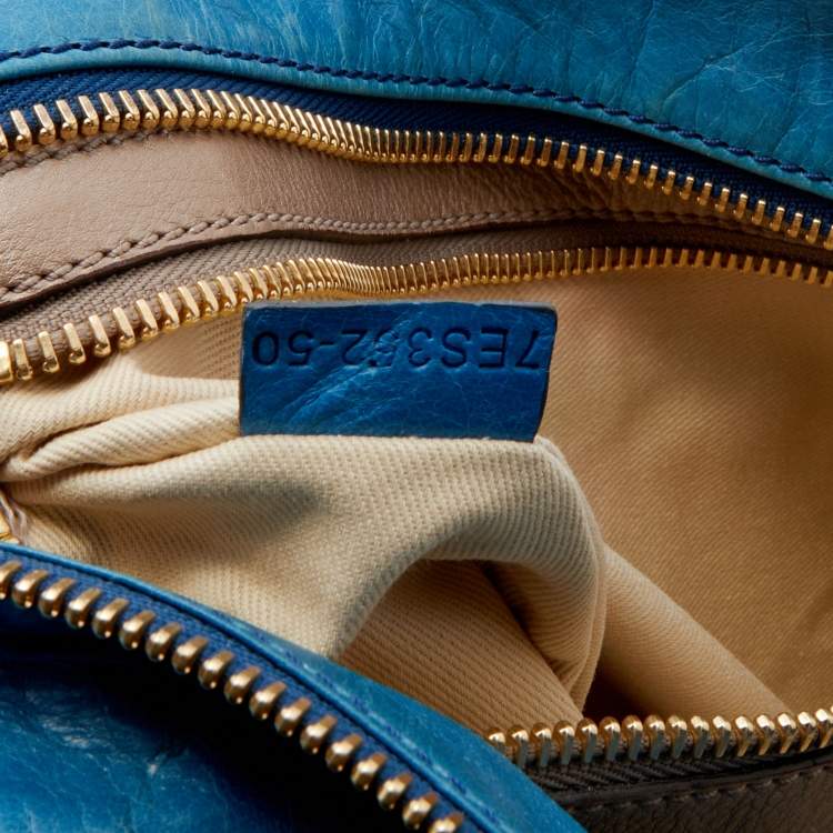 مملوكة مسبقًا Chloe Blue Leather Large Bay Satchel 