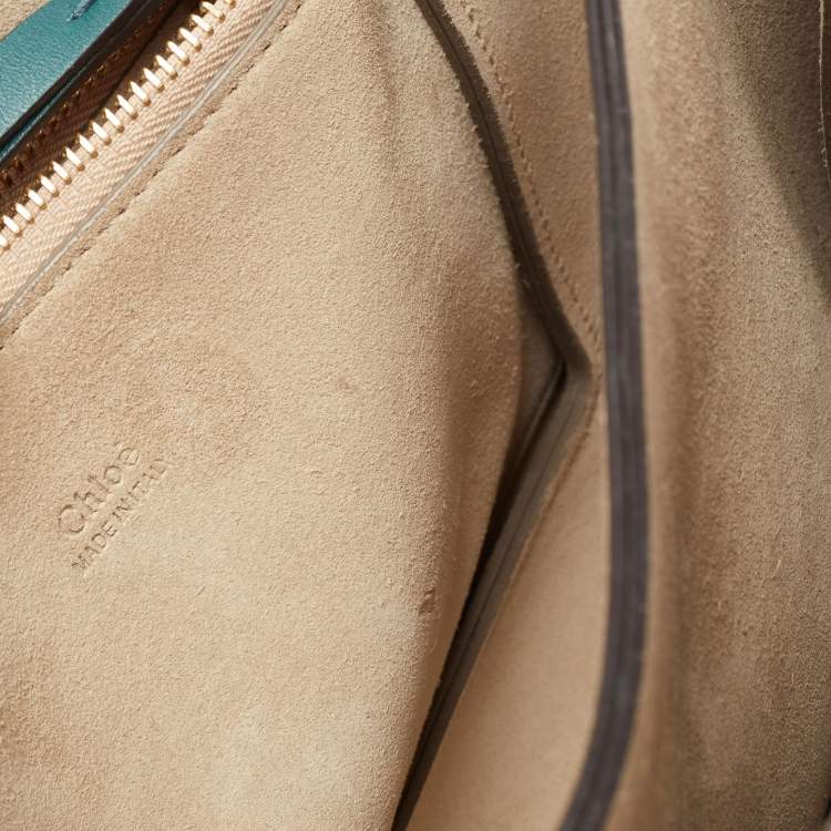 Pre Owned Chloe Dark Green Leather and Suede Medium Faye Shoulder Bag