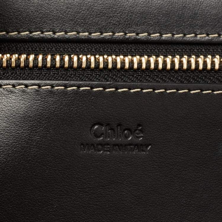 Pre Owned Chloe Grey/Black Wool and Leather Medium Woody Tote