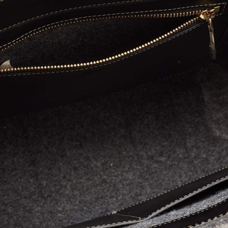 Pre Owned Chloe Grey/Black Wool and Leather Medium Woody Tote
