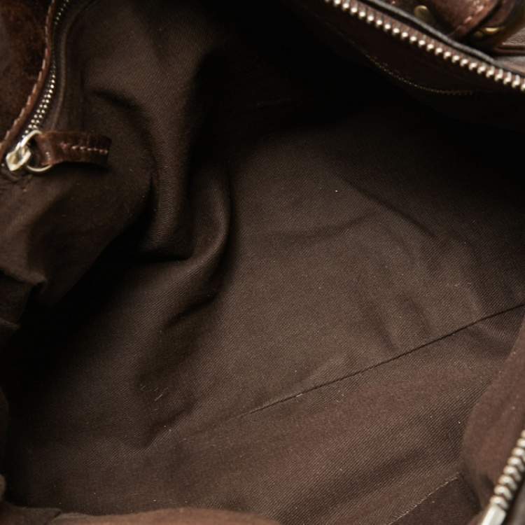 Pre Owned Chloe Brown Shimmer Leather Paddington Capsule Satchel