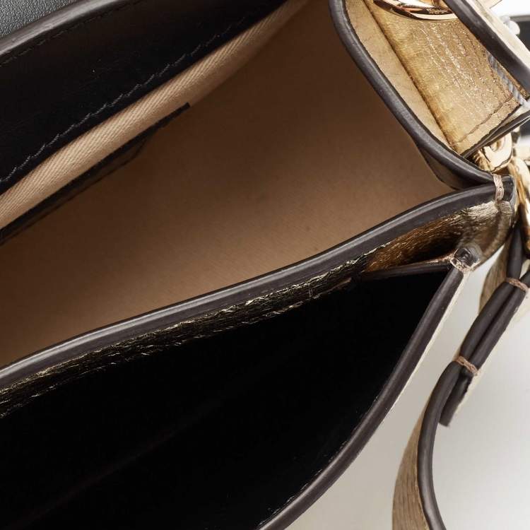 Pre Owned Chloe Metallic Gold Leather Small Tess Top Handle Bag