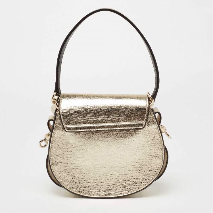 Pre Owned Chloe Metallic Gold Leather Small Tess Top Handle Bag