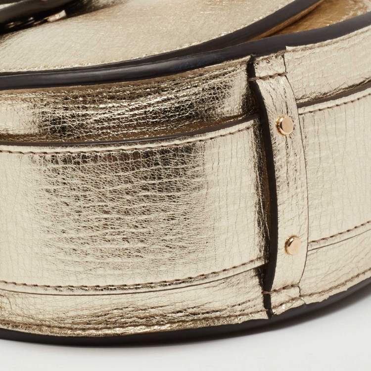 Pre Owned Chloe Metallic Gold Leather Small Tess Top Handle Bag