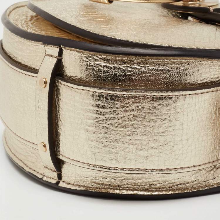 Pre Owned Chloe Metallic Gold Leather Small Tess Top Handle Bag