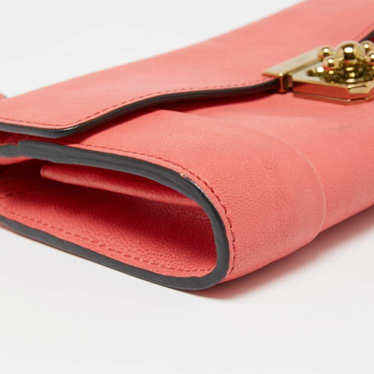 Pre Owned Chloe Coral Leather Elsie Continental Wallet