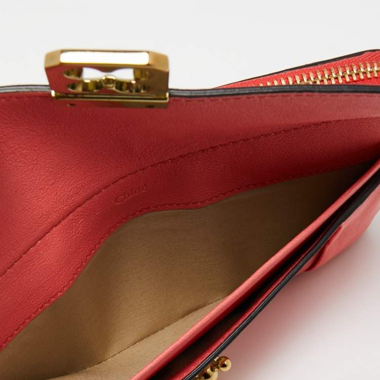 Pre Owned Chloe Coral Leather Elsie Continental Wallet