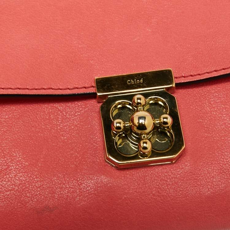 Pre Owned Chloe Coral Leather Elsie Continental Wallet