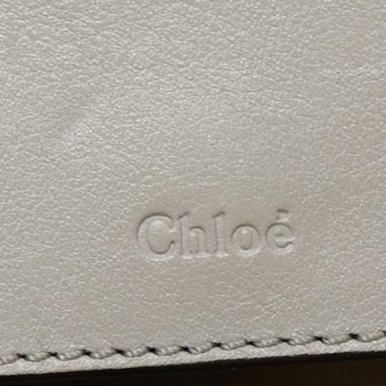 Pre Owned Chloe Grey Croc Embossed Leather C Vanity Crossbody Bag