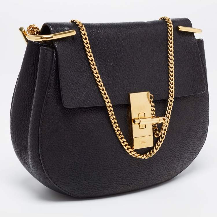 Pre Owned Chloe Black Leather Medium Drew Shoulder Bag