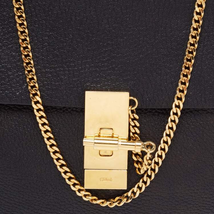 Pre Owned Chloe Black Leather Medium Drew Shoulder Bag