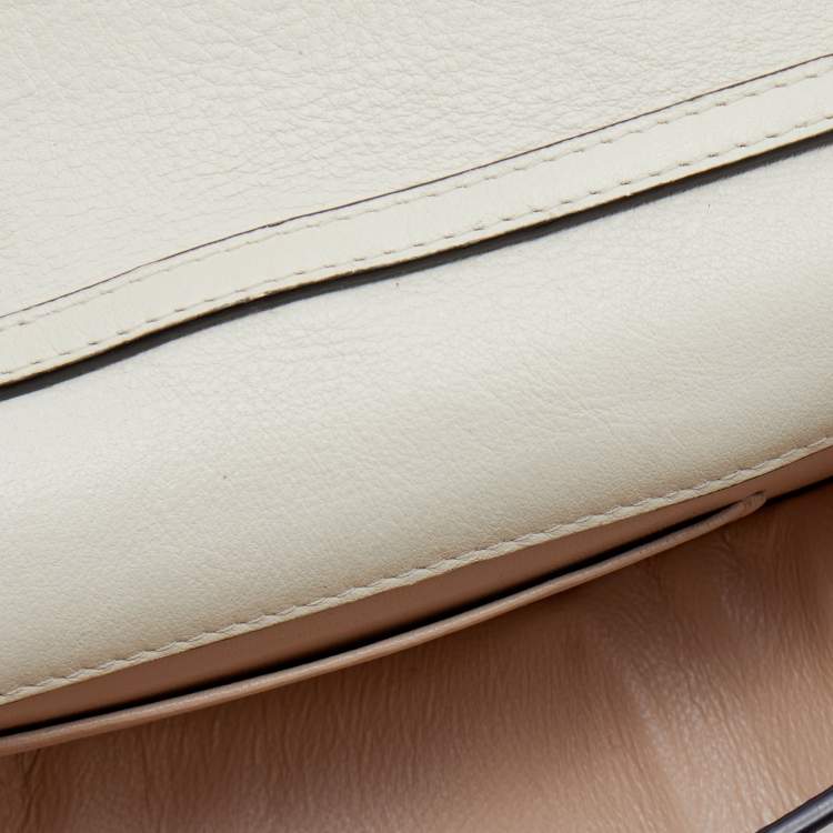 Pre Owned Chloe Off White Leather Small Nile Minaudiere Shoulder Bag
