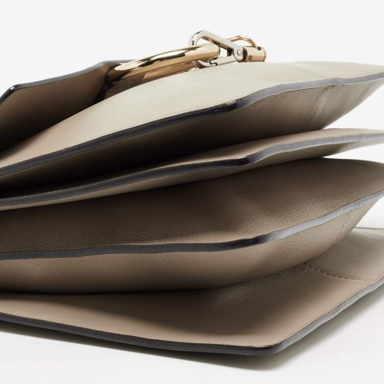 Pre Owned Chloe Grey Leather and Suede Medium Faye Shoulder Bag