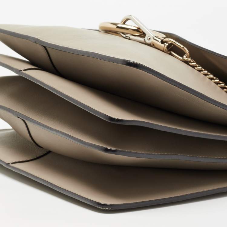 Pre Owned Chloe Grey Leather and Suede Medium Faye Shoulder Bag
