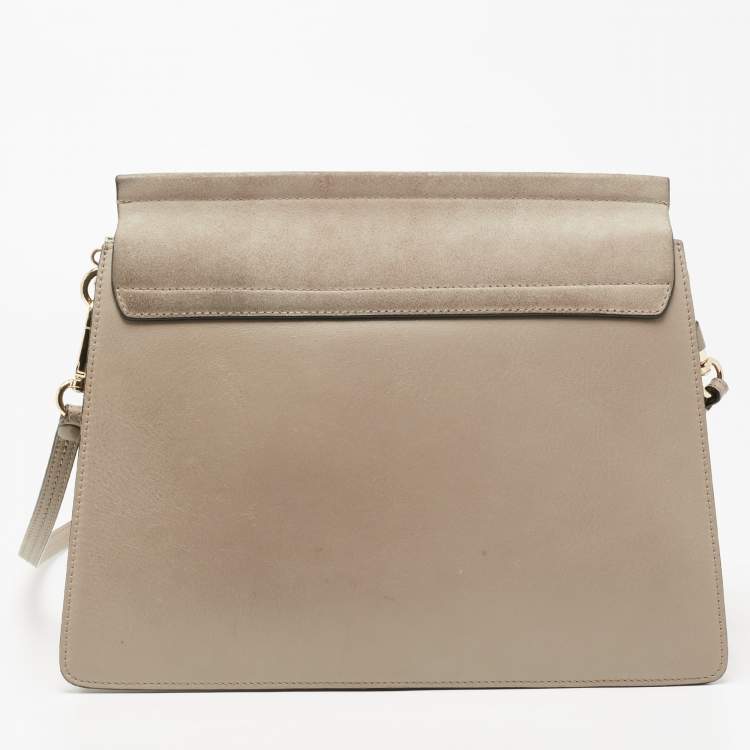 Pre Owned Chloe Grey Leather and Suede Medium Faye Shoulder Bag