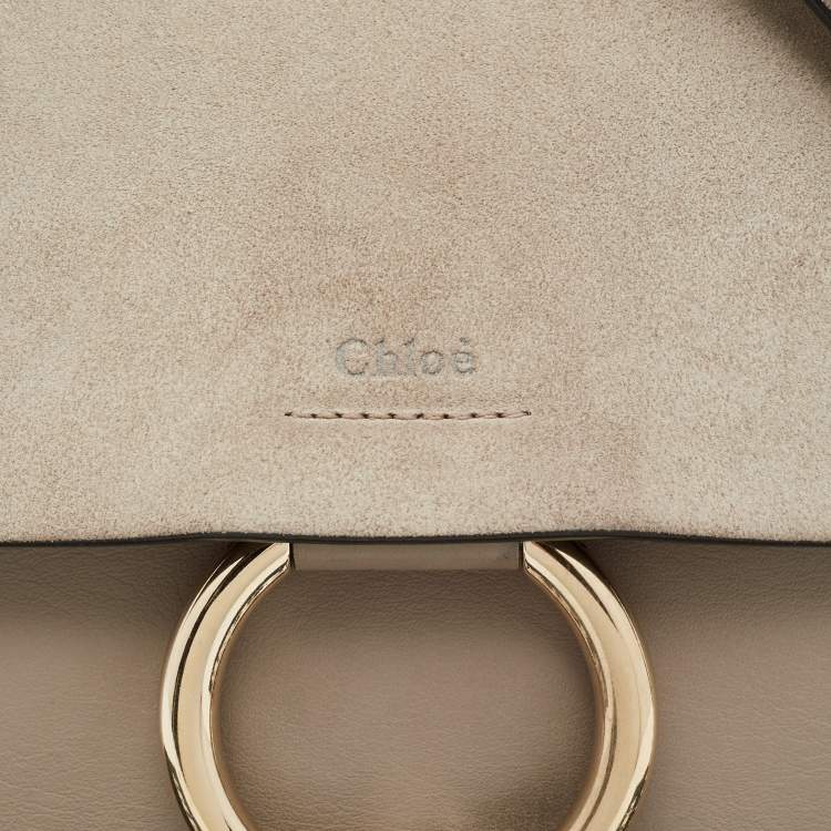 Pre Owned Chloe Grey Leather and Suede Medium Faye Shoulder Bag