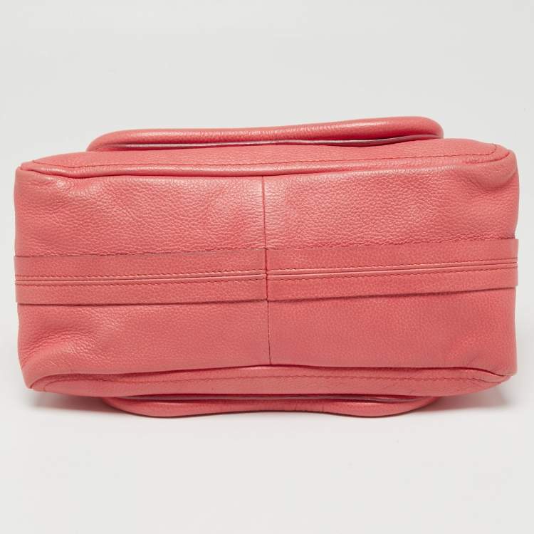 Pre Owned Chloe Coral Pink Leather Small Paraty Bag