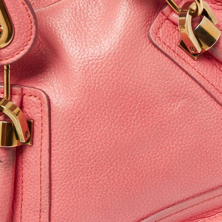 Pre Owned Chloe Coral Pink Leather Small Paraty Bag