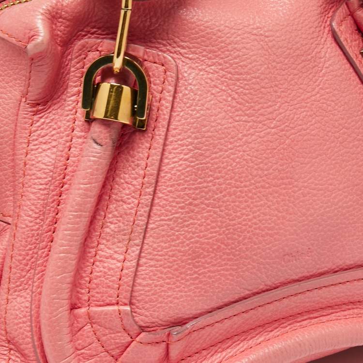 Pre Owned Chloe Coral Pink Leather Small Paraty Bag