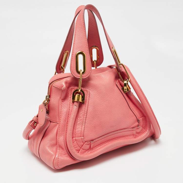 Pre Owned Chloe Coral Pink Leather Small Paraty Bag