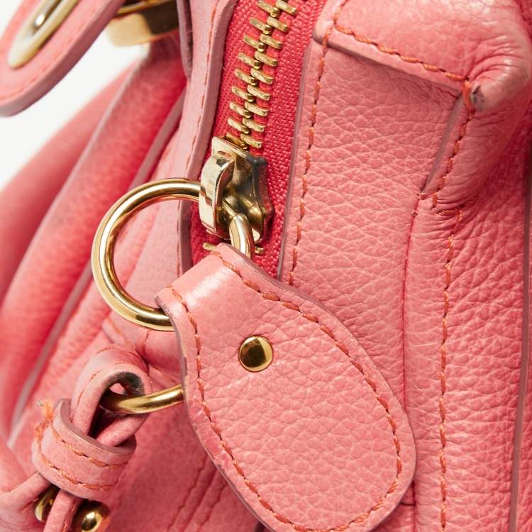 Pre Owned Chloe Coral Pink Leather Small Paraty Bag